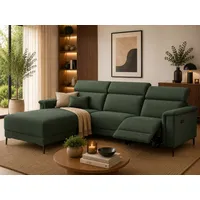 Ecksofa OTTO HOME "LUND, Struktur-Bezug, L-Form, 261cm, man. /elektr. Relaxfunktion", grün (dunkelgrün), B:261cm H:97cm T:179cm, Webstoff 100% Polyester, Sofas, Ecksofa, auch mit USB A/C-Anschluss sowie Kopfteilverstellung, Topseller