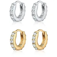 Elli Ohrstecker-Set »Ohrringe Creolen 2er Set 925 Silber, mit Kristallen von Swarovski®«, silberfarben