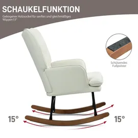 Homcom Schaukelstuhl mit Hocker Leinenoptik