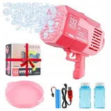 ZREE Seifenblasenpistole Seifenblasenpistole Bubble Spray, Seifenblasenmaschine mit Akku, Elektrische Blasenmaschine Gun für Kinder Outdoor Hochzeit rosa