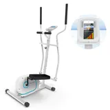 Klarfit Myon Cross Crosstrainer - Cross Stepper mit 12 kg Schwungmasse, Ellipsentrainer mit SilentBelt System, Widerstand in 8 Stufen, Tablethalterung, PulseControl, antikweiß