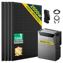 solarmars Balkonkraftwerk Bifazial 2000 W inkl. 4 x 500 W Solarpanel + BP5000 Speicher