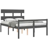 furnicato Bett Seniorenbett mit Kopfteil Grau Massivholz (1-tlg) grau