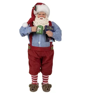Clayre & Eef Figur Weihnachtsmann 28 cm Rot Textil auf Kunststoff
