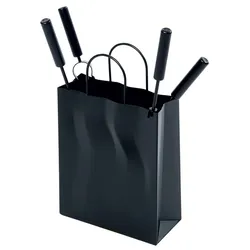 Kamingarnitur FIREFIX "Kaminbesteck "Tasche" mit 4 Besteckteilen, schwarz", schwarz, B:28cm H:46cm L:10cm, Stahl, Reinigungs-Sets, 5-teilig
