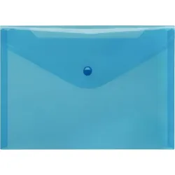 FolderSys Sichttasche A5 quer, blau trans- parent, mit Druckknopf,