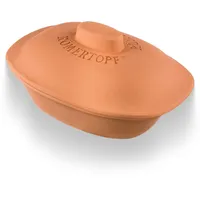 Römertopf Keramik-Bräter Trend 3,5 Liter, ovaler Tonbräter und Dampfgarer aus Naturton, Schmortopf für 4 Personen, ca. 36 x 25 x 19 cm, backofen- und spülmaschinengeeignet