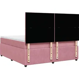vidaXL Boxspringbett mit Matratze Rosa 180x200 cm Samt