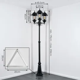 hofstein Wegeleuchte Metall/Glas 250 cm ohne Leuchtmittel schwarz