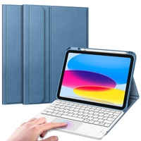 Fintie Tastatur Hülle für iPad 10. Generation 2022, iPad 10 Generation Hülle mit magnetisch Abnehmbarer Deutscher Tastatur und Touchpad Keyboard mit QWERTZ Layout, Dunstblau