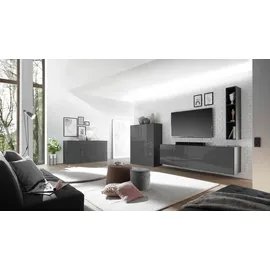 Mäusbacher Imola Highboard Holzwerkstoff 121x145x42 cm, - Anthrazit matt lack/Glas anthrazit glanz),