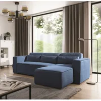 Fun Möbel Ecksofa Schlafsofa WALDO Stoff Poso Blau Ottomane