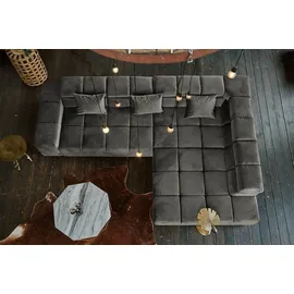 KAWOLA Sofa NEVADA Ecksofa Velvet grau Recamiere rechts