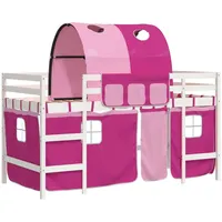 VidaXL Kinderhochbett mit Tunnel Rosa 80x200 cm Massivholz Kiefer