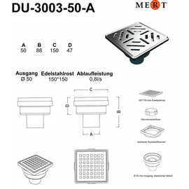 mm_unverified_brand Bodenablauf Duschrinne 15x15 cm