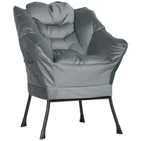 Homcom Sessel Wohnzimmer Loungesessel Gepolstert Relaxsessel mit Seitentasche, Stahlbeine