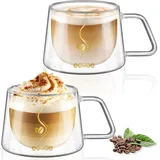 LuxusKollektion Latte-Macchiato-Glas Doppelwandige Kaffeegläser 350ml Latte Macchiato Gläser 2er set