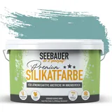 SEEBAUER diy Silikatfarbe Türkis 5L für Innen (No. 779 Tourqoise Dream) Atmungsaktive Mineralfarbe für Allergiker - Abwaschbare Wandfarbe - Türkistöne hohe Deckkraft