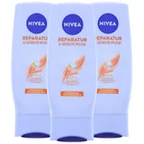 NIVEA 3 x NIVEA Reparatur & Gezielte Pflege Spülung Strapaziertes & Geschädigtes Ha...