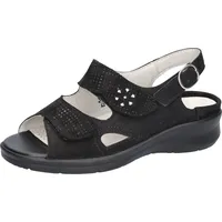 Waldläufer MERLE Sandale Sommerschuh, Komforschuh, Bequemschuh mit Klettverschlüsse, M-Weite schwarz|silberfarben 42 EU