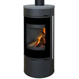 ECOfoxx Runder Premium-Kaminofen Montreal S mit Natursteintopplatte, schwarz - 6,3 kW