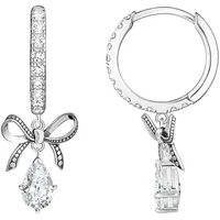 Thomas Sabo Creolen mit Schleifen-Anhänger mit Zirkonia (synth.), 82713844-0 silberfarben-weiß -