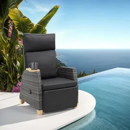 Tectake Rattansessel Pescara Gartenstuhl 68,5 x 128 x 104 cm grau