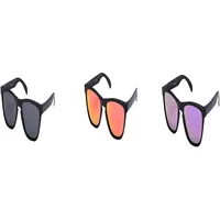 Ciffre 3 er Set Sonnenbrille EL-Sunprotect® Polarisierte Linsen Retro Vintage Style Nerd Look Stil Unisex Brille - Schwarz - Smoke - Feuer Orange Lila Verspiegelt - 55 (L)