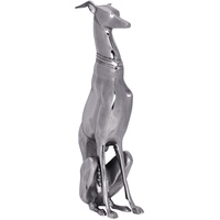 FineBuy Deko Design Dog aus Aluminium silbern Windhund Skulptur