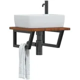 vidaXL Waschtischplatte Mit Halterung Stahl Und Massivholz Eiche Vidaxl