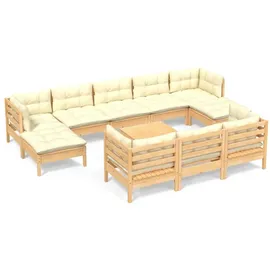 vidaXL Garten-Lounge-Set 11-tlg. creme Kiefer