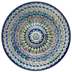 4BIG.fun Usbekische Rischtan Lagan Ø45 cm Oriental Ljagan Keramik Schale Plate Glasur Teller Handarbeit