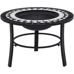 vidaXL Feuerstelle Mosaik Keramik Schwarz und Weiß 68 cm