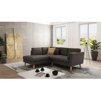S-Style Möbel Ecksofa mit Holzfüßen im skandinavischen Stil Angeles, mit Wellenfederung braun