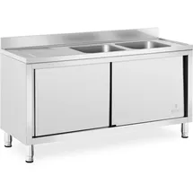 Royal Catering Spülenschrank - 2 Becken - Royal Catering - Edelstahl - 400 x 400 x 250 mm