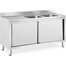 Royal Catering Spülenschrank - 2 Becken - Royal Catering - Edelstahl - 400 x 400 x 250 mm