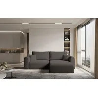 Fun Möbel Ecksofa Sofa FLAVIO mit Schlaffunktion Stoff Abriamo Braun Ottomane Rechts - Braun