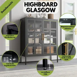 mein-regal Highboard 90 x 110 x 35 cm Schwarz