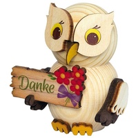 Kuhnert - Dekoration/Holzfigur - Mini Eule mit Dankeschild -
