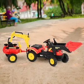 Homcom Trettraktor rot mit Anhänger (179x42x59)