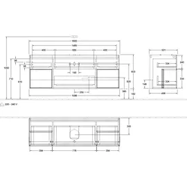 Villeroy & Boch Waschtischunterschrank 160 x 60,3 x 50,1 cm Schwarz