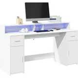 vidaXL LED-Schreibtisch Weiß 160x55x91 cm Holzwerkstoff