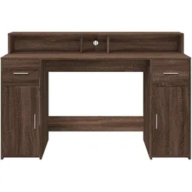 vidaXL LED-Schreibtisch Braun Eiche-Optik 140x55x91 Holzwerkstoff