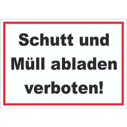 Schutt und Müll abladen verboten Text Aufkleber A7 (74x105mm)