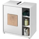 Stella Trading GREECE Badezimmer Waschbeckenunterschrank in Weiß mit Hirnholz-Applikationen - Bad Unterschrank Badezimmerschrank mit viel Stauraum - 60 x 60 x 35 cm (B/H/T)