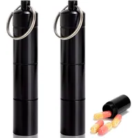 Pillendose Tragbarer Tablettenbox mit Schlüsselring 3 Fächer Wasserdichter Pillenbox für Reisen Freien Schwarz 2 Stück