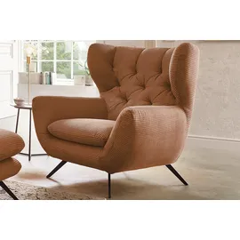 KAWOLA Sessel CHARME Cord 72 x 110 x 80 cm Braun mit Kissen