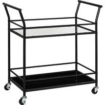 Homcom Küchenwagen mit 2 Ablagen auf Rollen, Metall, Schwarz 75 x 40 x 80 cm