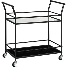 Homcom Küchenwagen mit 2 Ablagen auf Rollen, Metall, Schwarz 75 x 40 x 80 cm