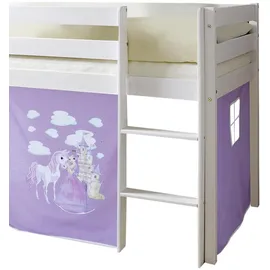 Livetastic Hochbett Malte 90 x 200 cm Kiefer massiv weiß flieder